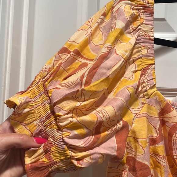 Sweetheart Puff Sleeve corset Top NWOT NINE WEST smocked floral Large L - Picture 9 of 10